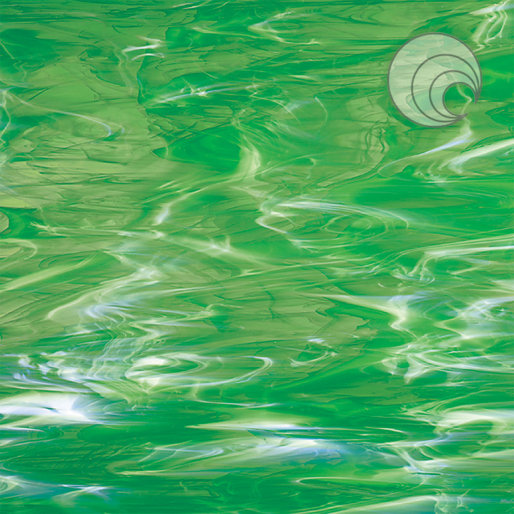 Vidrio Fusionado suave tenue verde claro/blanco 329-2S-F