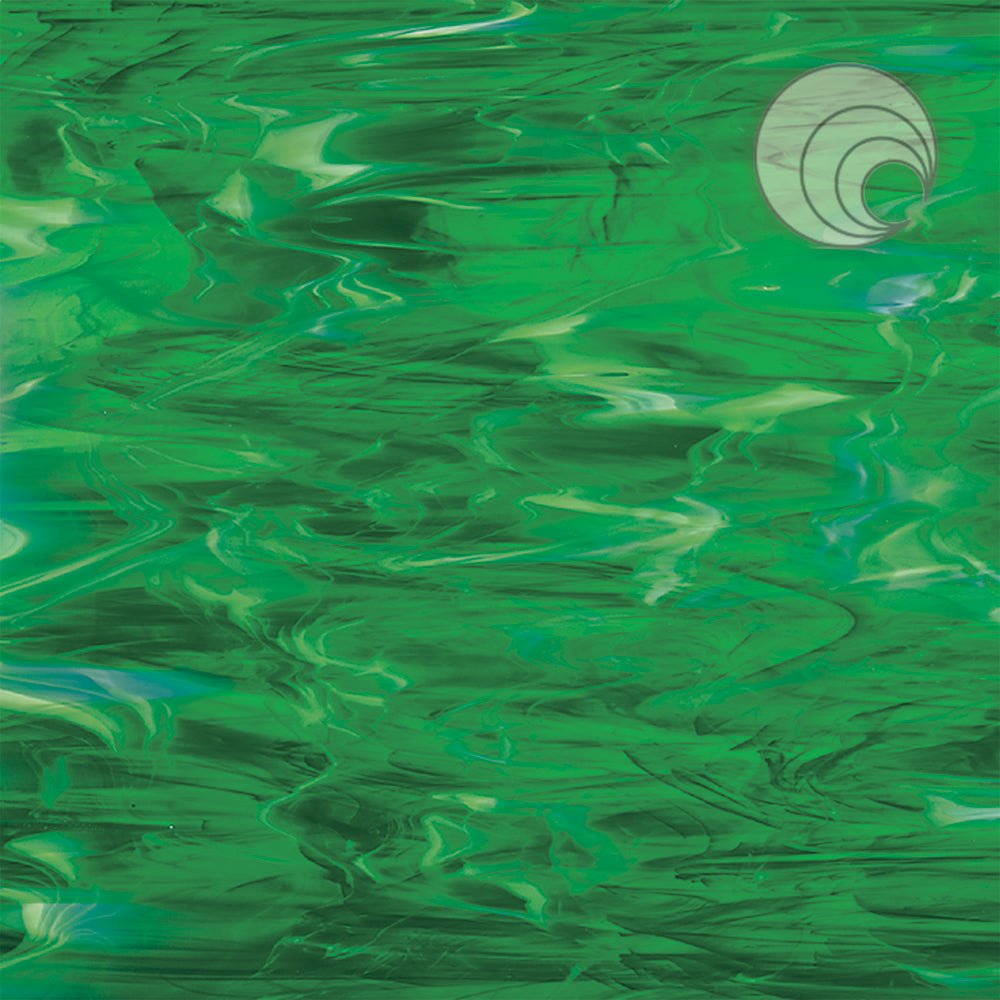 Vidrio Fusionado suave verde oscuro/blanco 329-6S-F