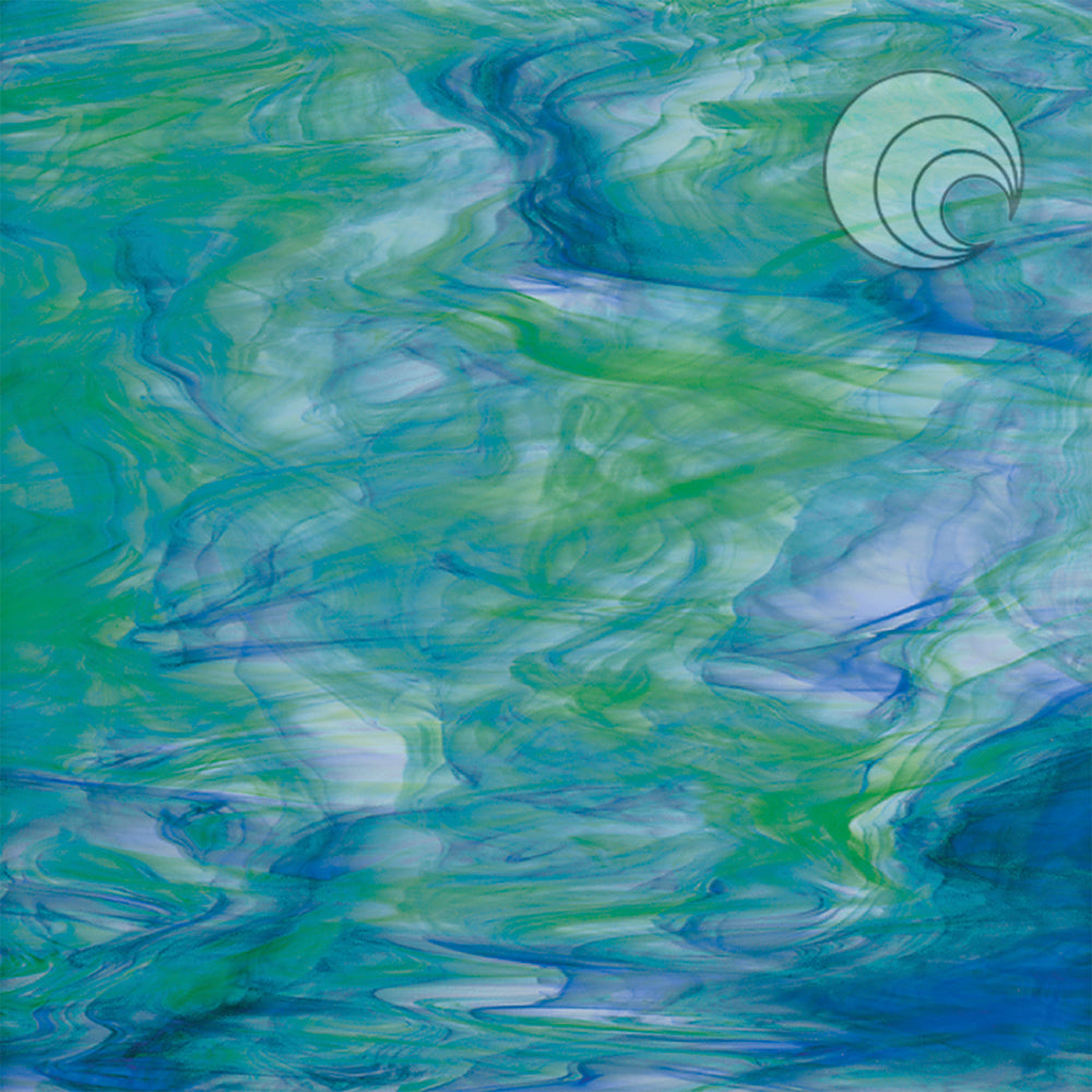 Vidrio Fusionado liso blanco/verde oscuro/azul 623-7S-F
