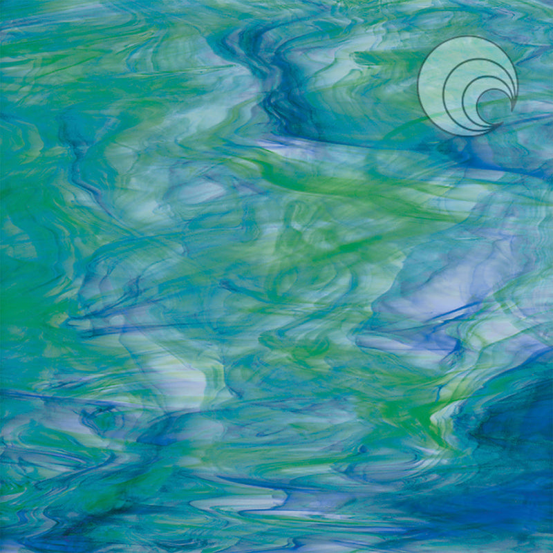Vidrio Fusionado liso blanco/verde oscuro/azul 623-7S-F